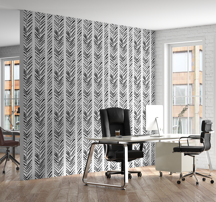 Black and white geometric design office wallpaper - TenStickers