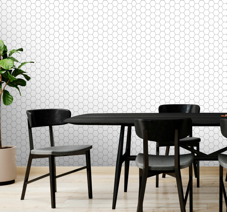 Black and white honey comb Modern Wallpaper - TenStickers