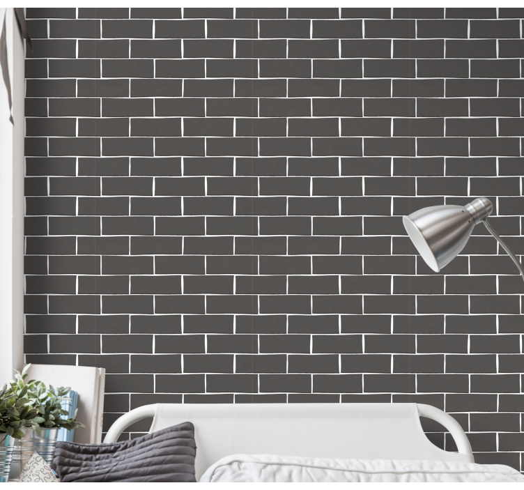 Black brick wallpaper - TenStickers