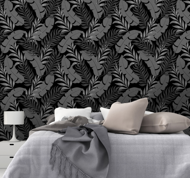 Black Elegant Pattern leaves wallpaper - TenStickers