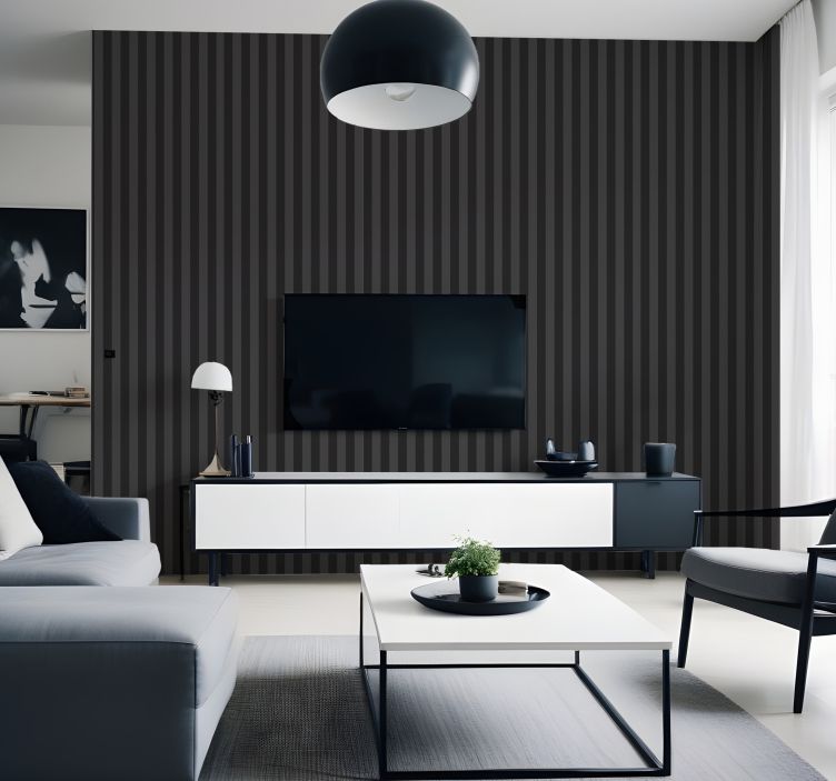 Black shades vertical striped wallpaper - TenStickers