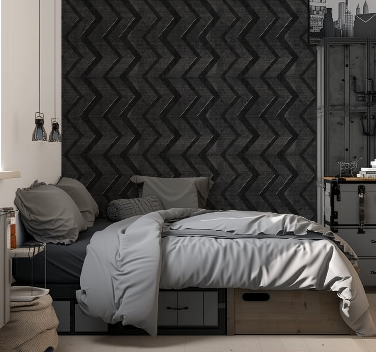Black steel striped pattern Teen wallpaper - TenStickers