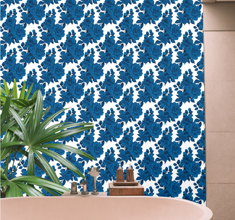 Blue rose bloom wallpaper flowery - TenStickers