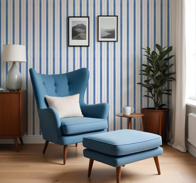 Blue shades vertical striped wallpaper - TenStickers