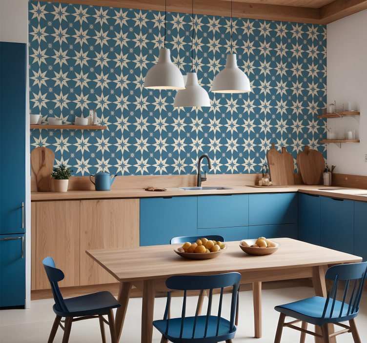 Blue starry design tiles wallpaper - TenStickers