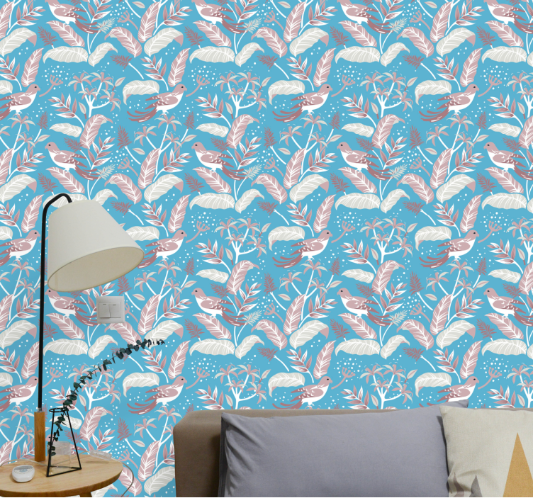 Botanical Avian Motif birds wallpaper - TenStickers