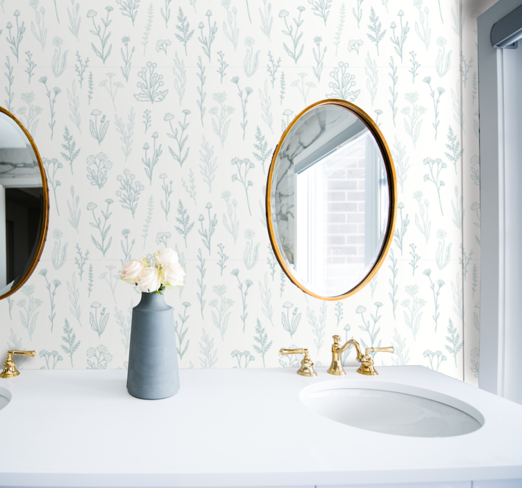 Botanical Flora wallpaper flowery - TenStickers