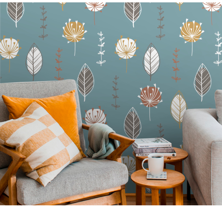 Botanical Motifs Pattern leaves wallpaper - TenStickers