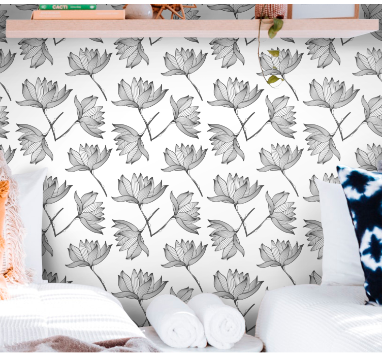 Botanical Sketches flowers wallpaper - TenStickers