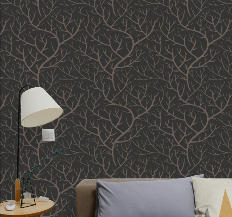 Branching grey design tree wallpaper - TenStickers