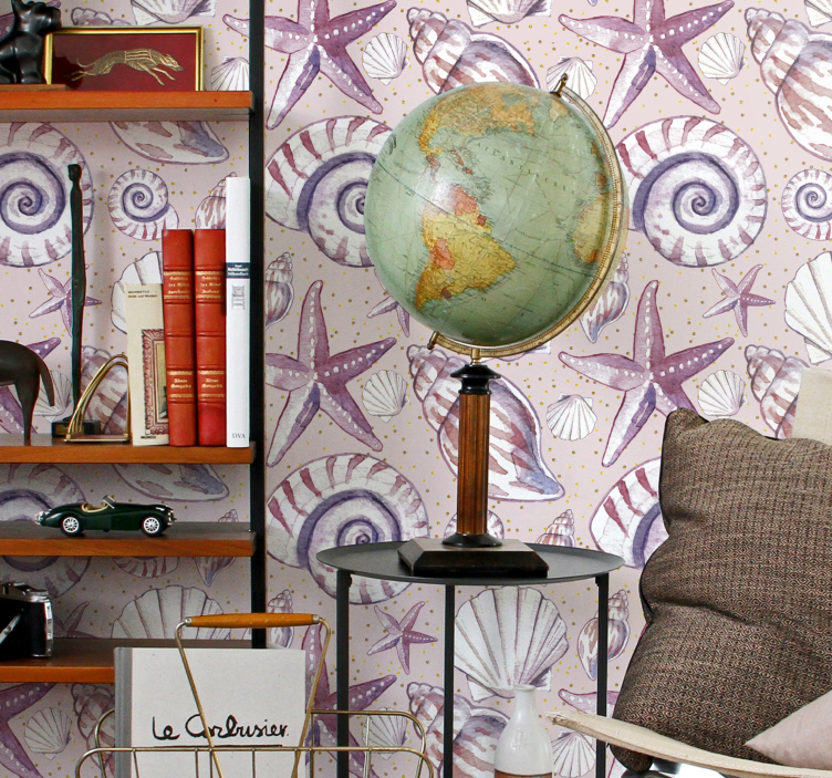 Butterfly Seashell Motif fishes wallpaper - TenStickers