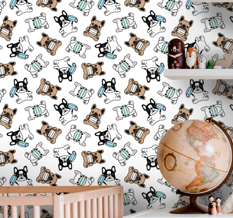 Canine Skaters wallpaper of a dog - TenStickers