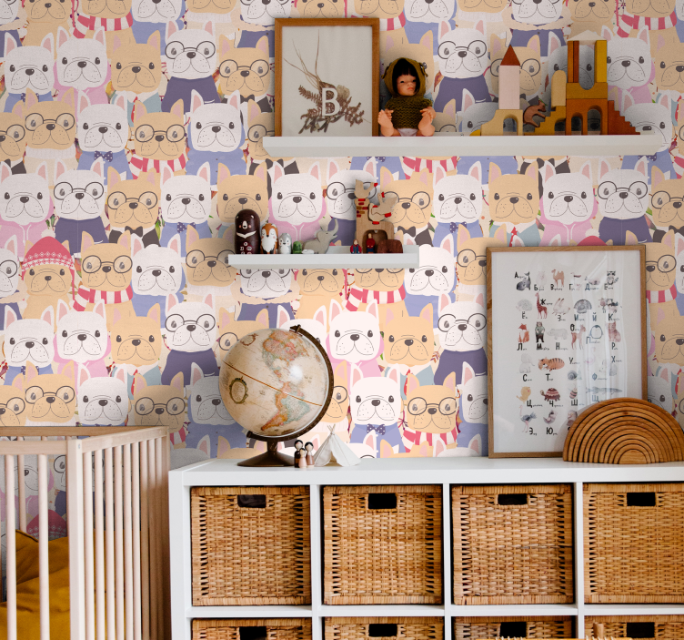 Cartoon Bulldogs wallpaper of a dog - TenStickers