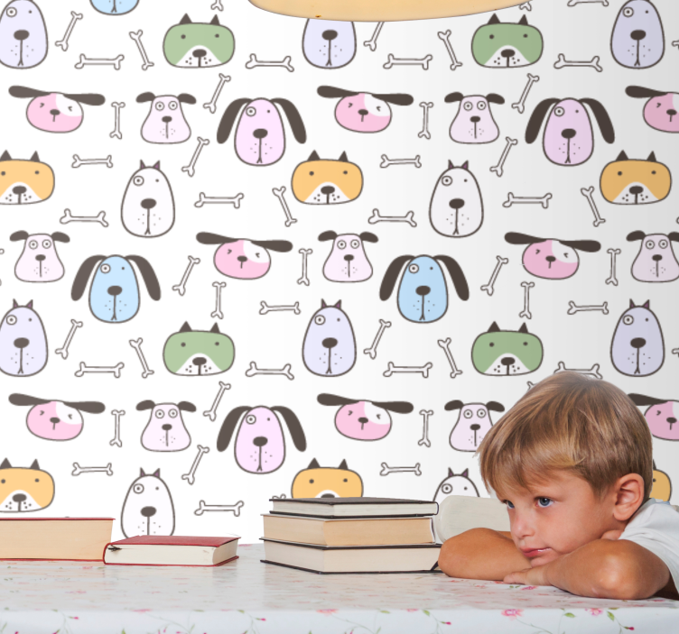 Cartoon Canine Friends wallpaper of a dog - TenStickers