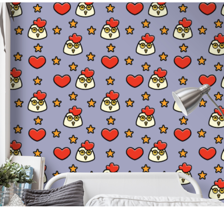 Cartoon Chicken Pattern cute animal wallpaper - TenStickers