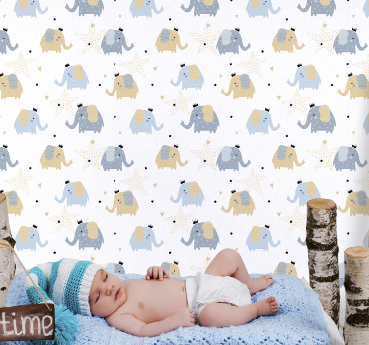 Cartoon Elephants wallpaper for the nursery - TenStickers