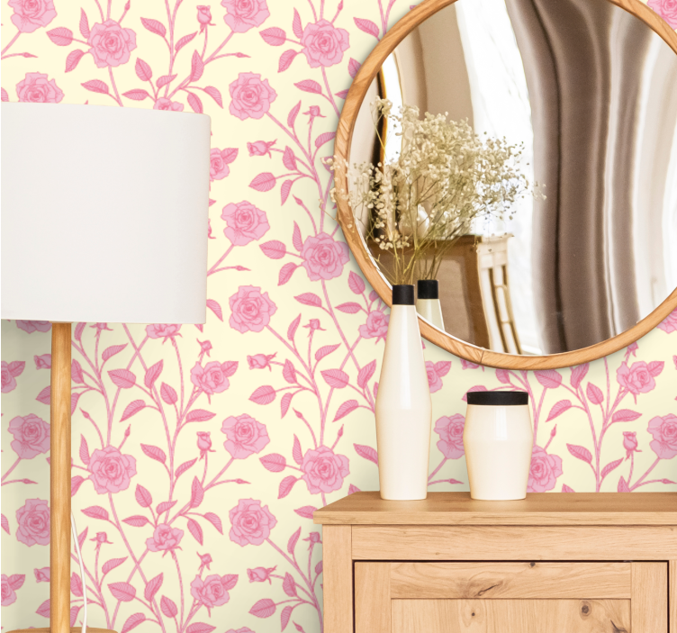 Charming floral arrangement entrance wallpaper - TenStickers