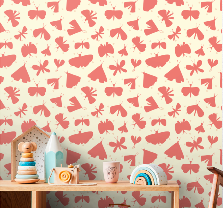 Charming orange pattern butterfly wallpaper - TenStickers