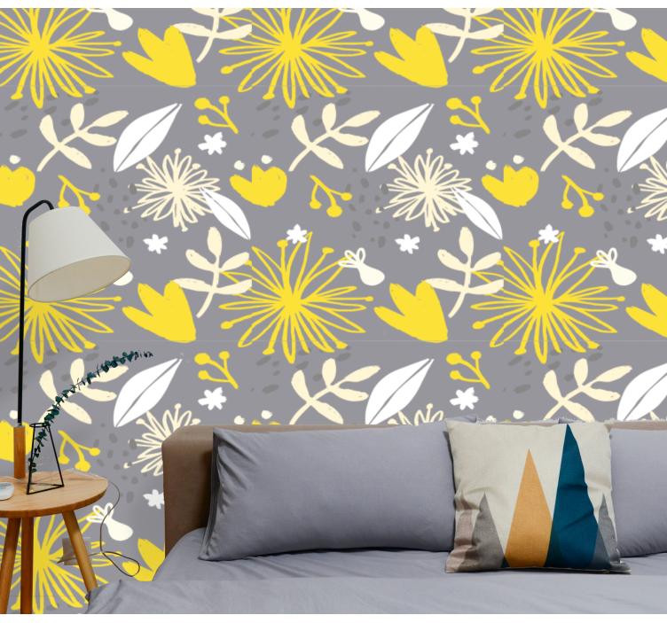 Cheerful Floral Pattern flowers wallpaper - TenStickers