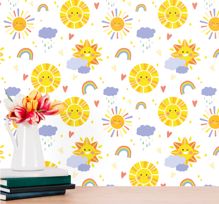 Cheerful Sunshines wallpaper for the nursery - TenStickers