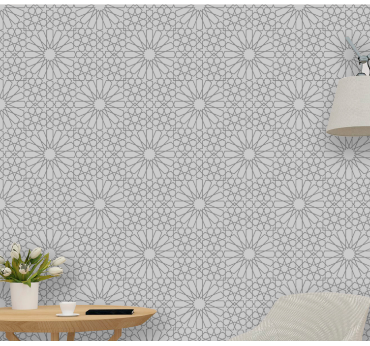 Chic grey print wallpaper flowery - TenStickers