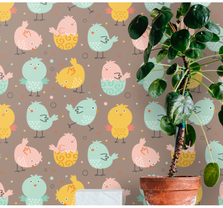 Chick Pattern Decor wallpaper for the nursery - TenStickers