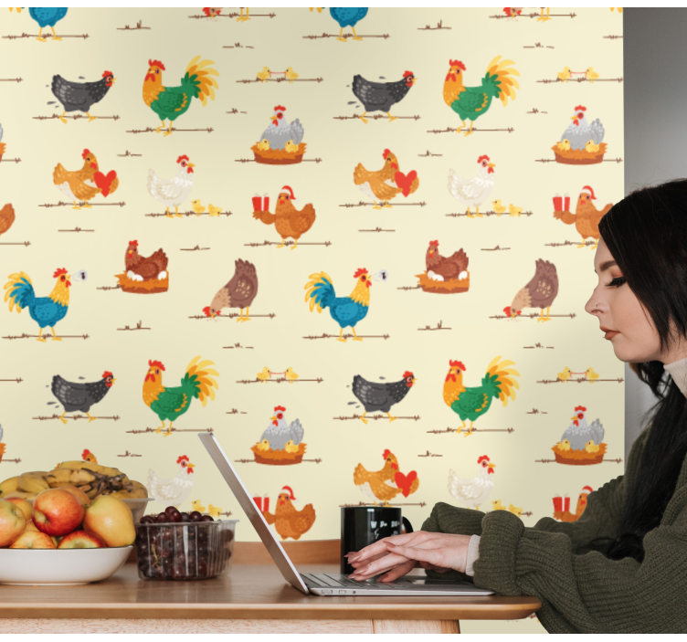 Chickens Galore cute animal wallpaper - TenStickers