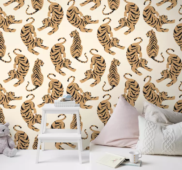 Children's tiger drawings animal wallpaper - TenStickers