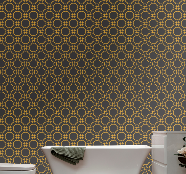 Circle Pattern Design bathroom wallpaper - TenStickers