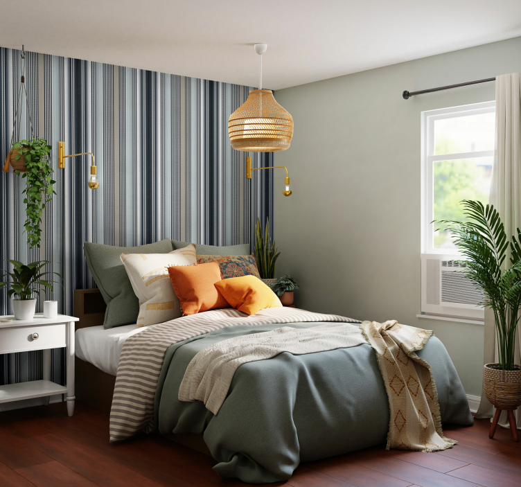 Classic fabric stripes vertical wallpaper - TenStickers