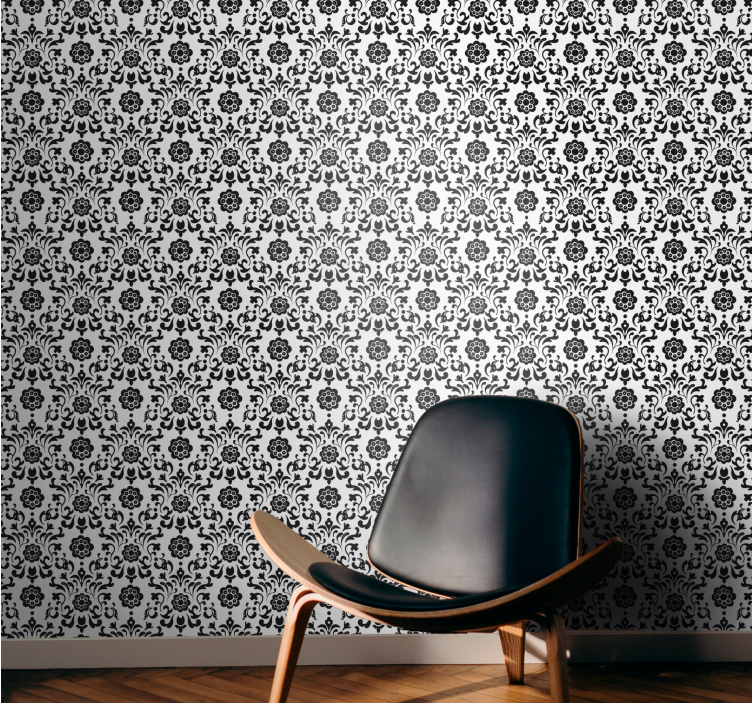 Classic black and white  wallpaper flowery - TenStickers