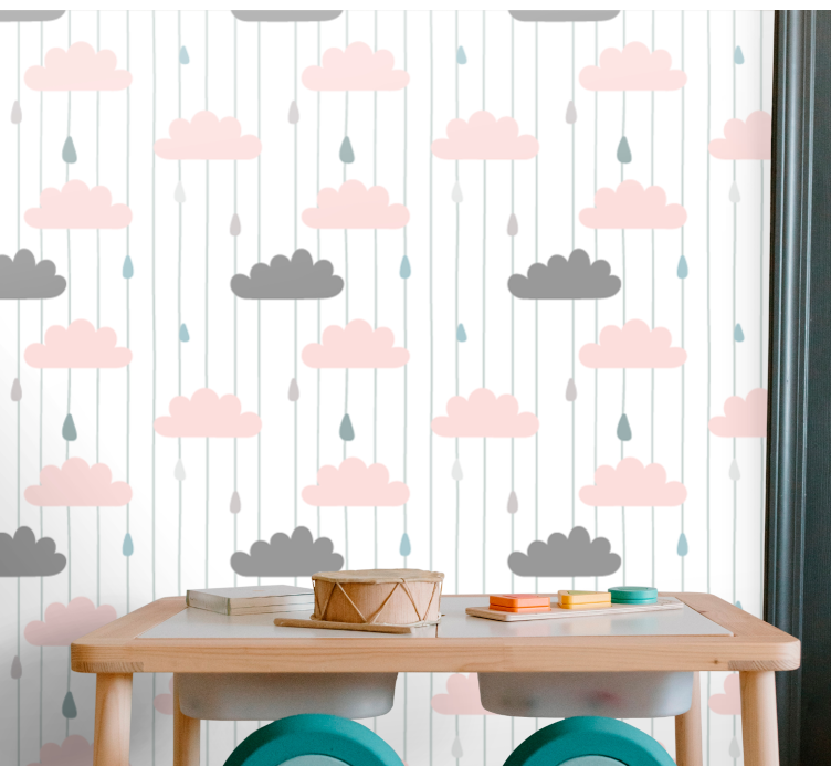Cloudy Raindrops wallpaper for the nursery - TenStickers