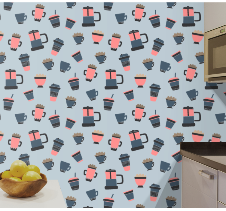 Coffee Mug Motifs kitchen wallpaper - TenStickers