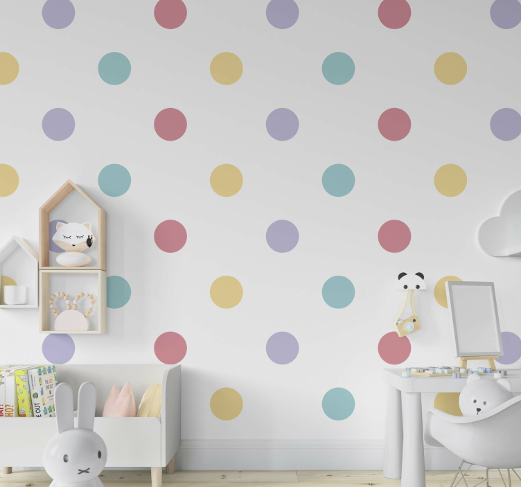 Minimalist colored dods wallpaper for the nursery - TenStickers