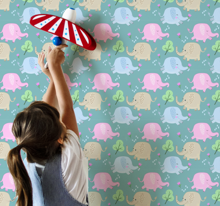Colorful Elephants Pattern elephant wallpaper - TenStickers