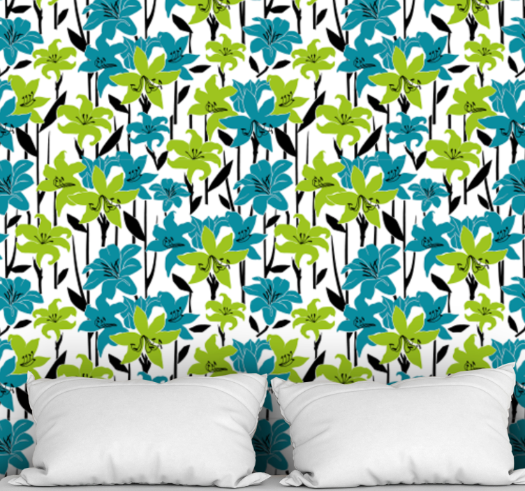 Colorful Floral Bloom flowers wallpaper - TenStickers