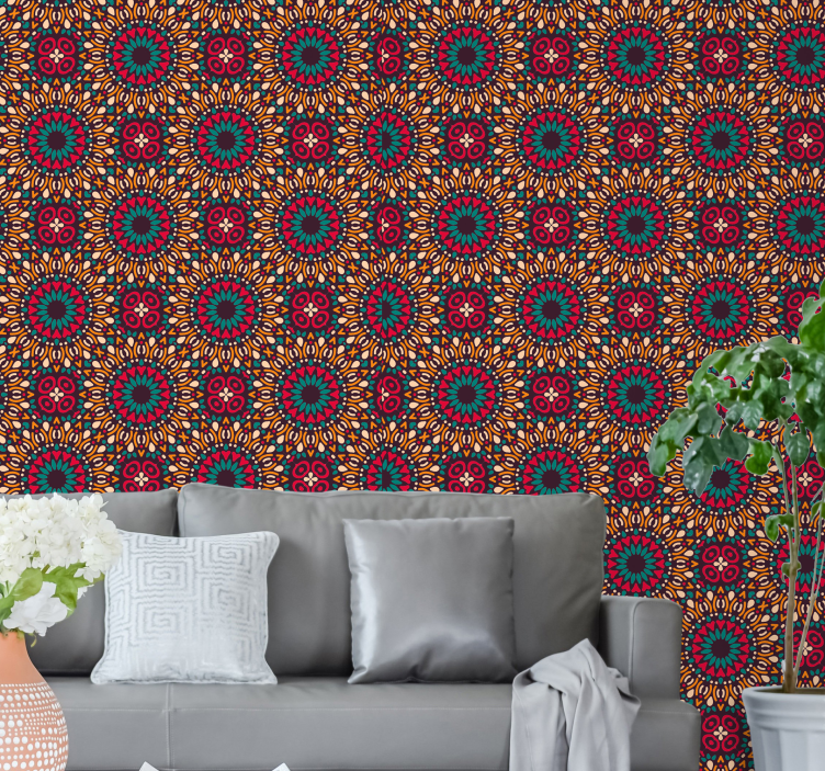 Colorful Mandala Pattern wallpaper flowery - TenStickers