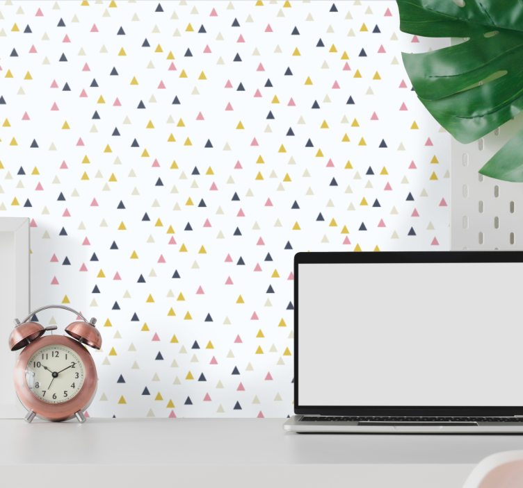 Colorful minimalistic white design wallpaper triangles - TenStickers