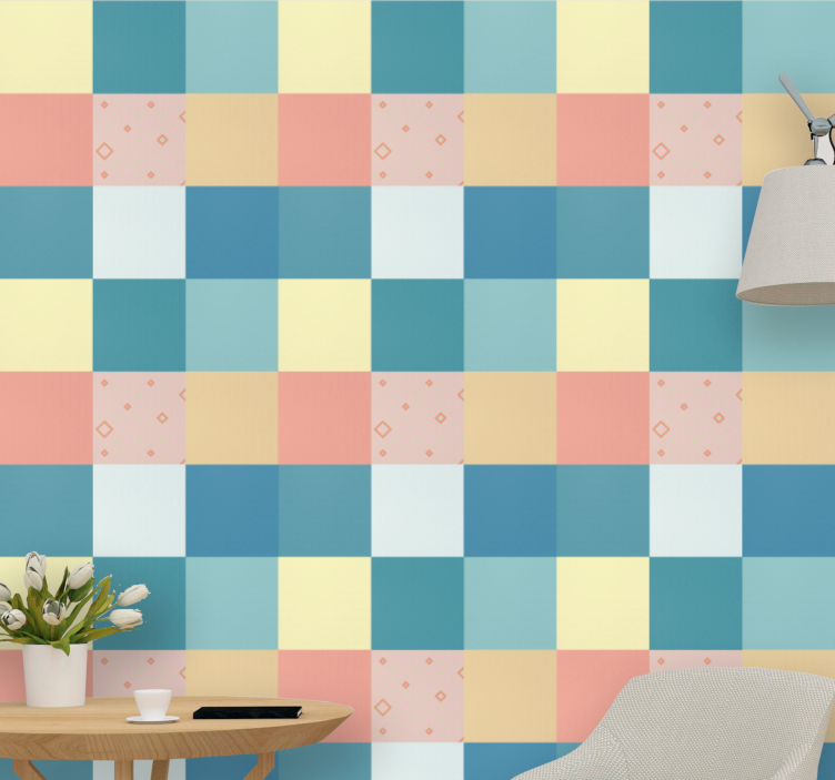 Soft colorful mosaic square wallpaper - TenStickers