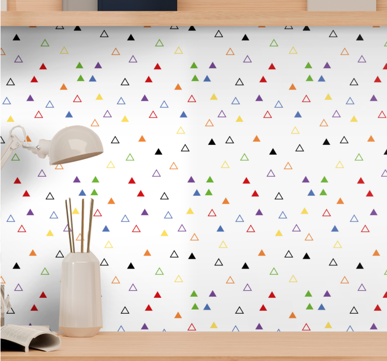 Colorful Triangular Motif wallpaper geometric - TenStickers