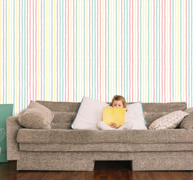 Colorful vertical motif stripes wallpaper - TenStickers