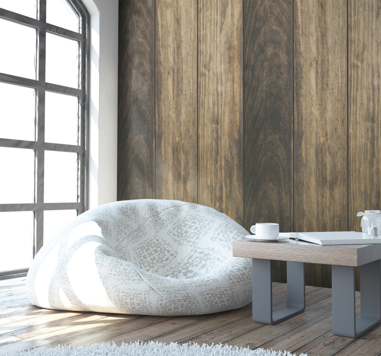 Contemporary Living Space Wood Effect  Wallpaper - TenStickers