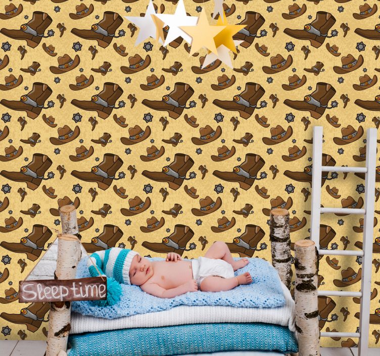 Cowboy boots pattern other vintage wallpaper - TenStickers
