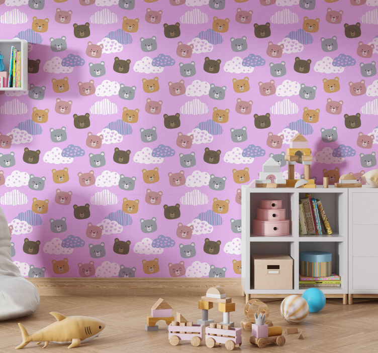 Cuddly Bears Pattern wallpaper for the nursery - TenStickers