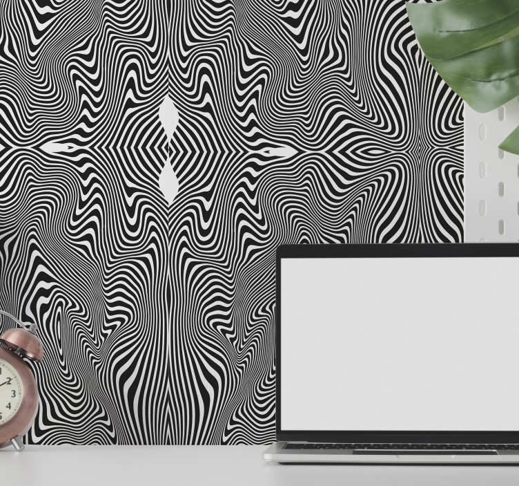 Curved motif wallpaper zebra - TenStickers