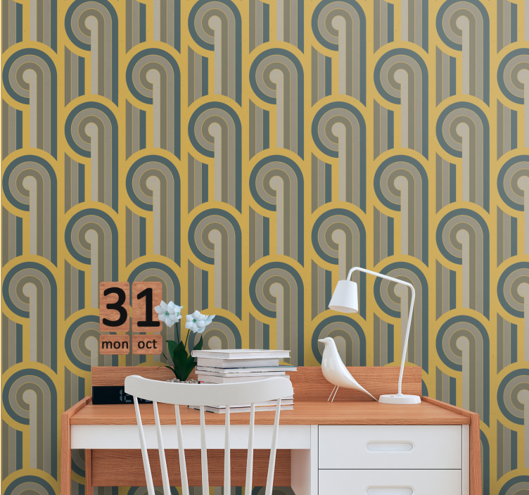 Curved Pattern Design wallpaper geometric - TenStickers