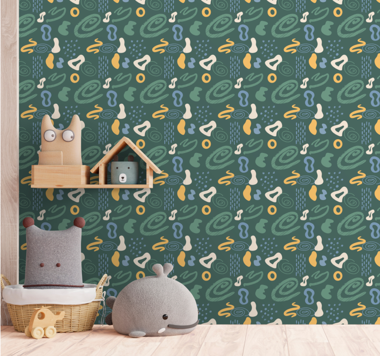 Curved Shapes Pattern wallpaper geometric - TenStickers