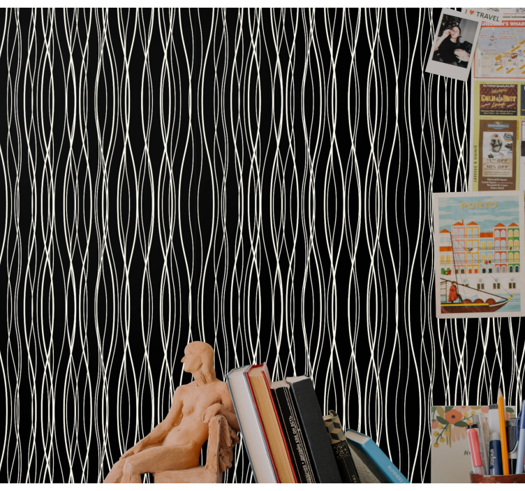 Curvilinear Lines vertical striped wallpaper - TenStickers