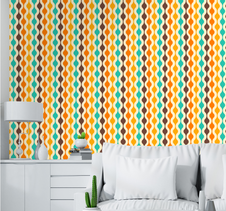 Curvy Retro Waves other vintage wallpaper - TenStickers