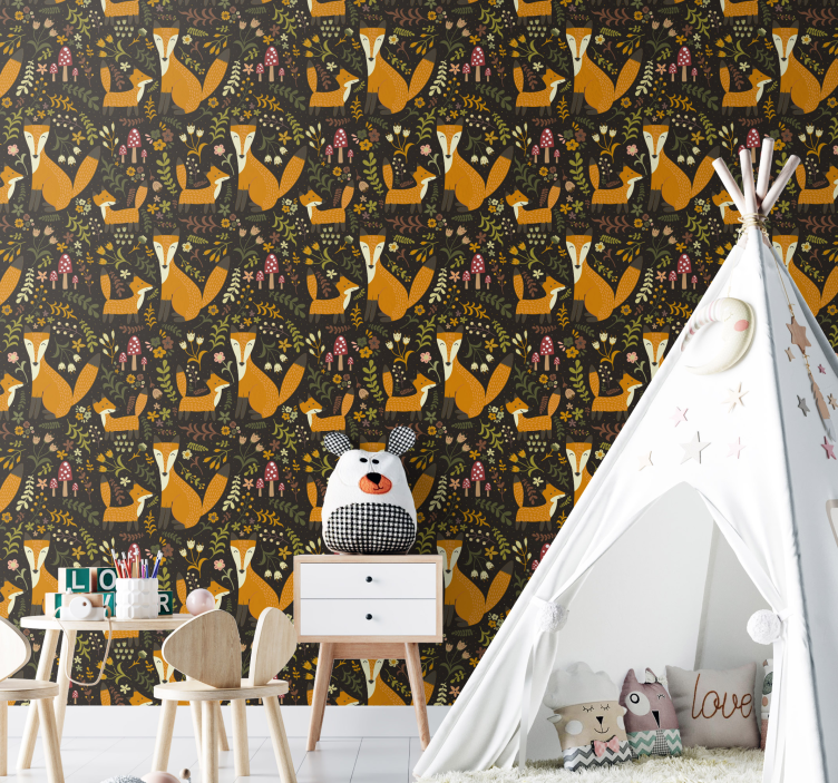 Cute Fox Animal Wallpaper - TenStickers